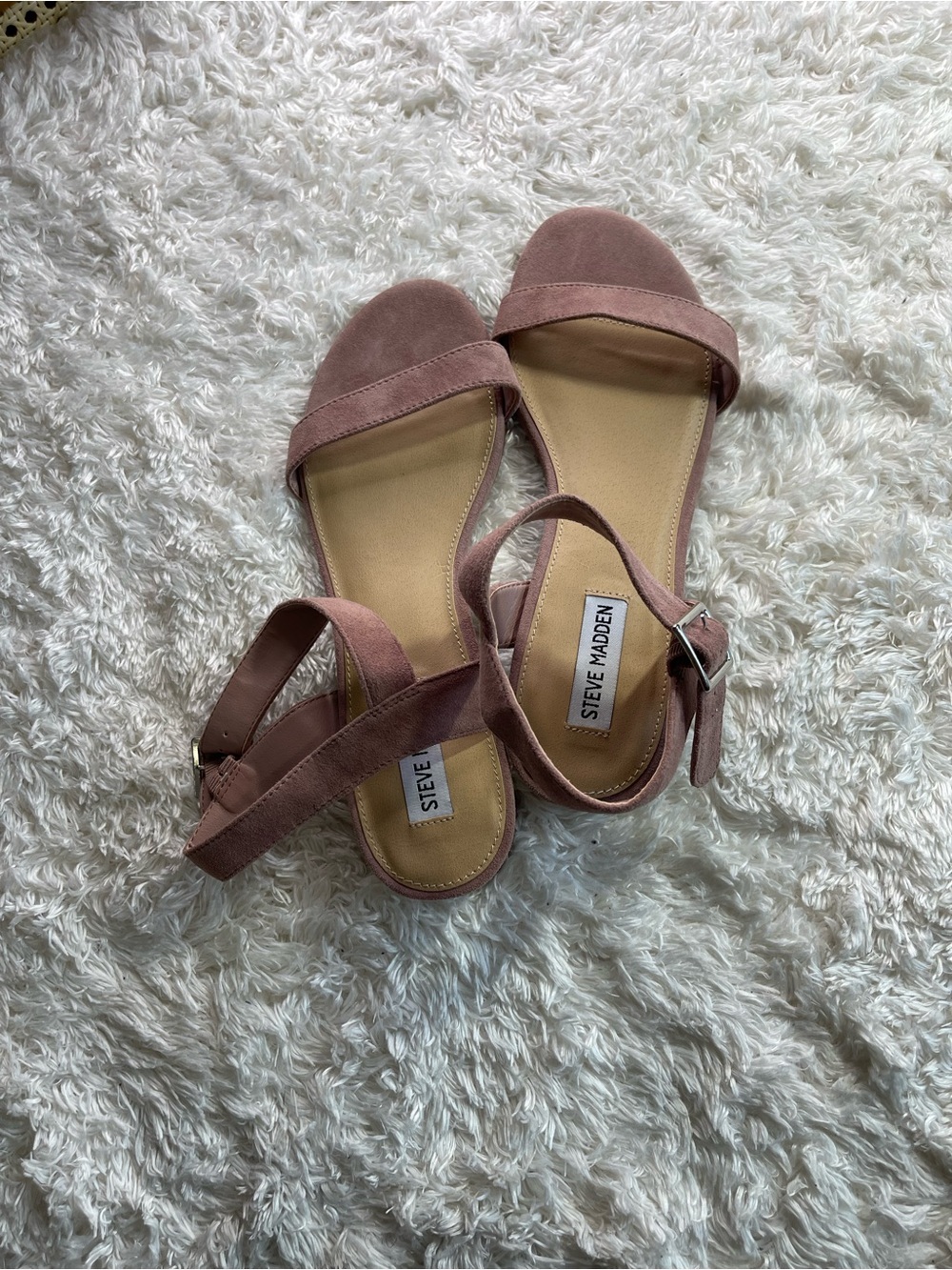 Steve Madden Dusty Pink Suede Open-Toe Ankle-Strap Sandals